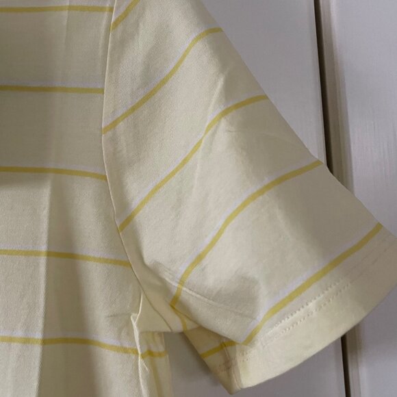 New Everlane Yellow Striped Organic Cotton Crew Neck Tee T Shirt Top Size Small - Picture 8 of 9